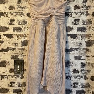 Sequin gown with flowy nude overlay